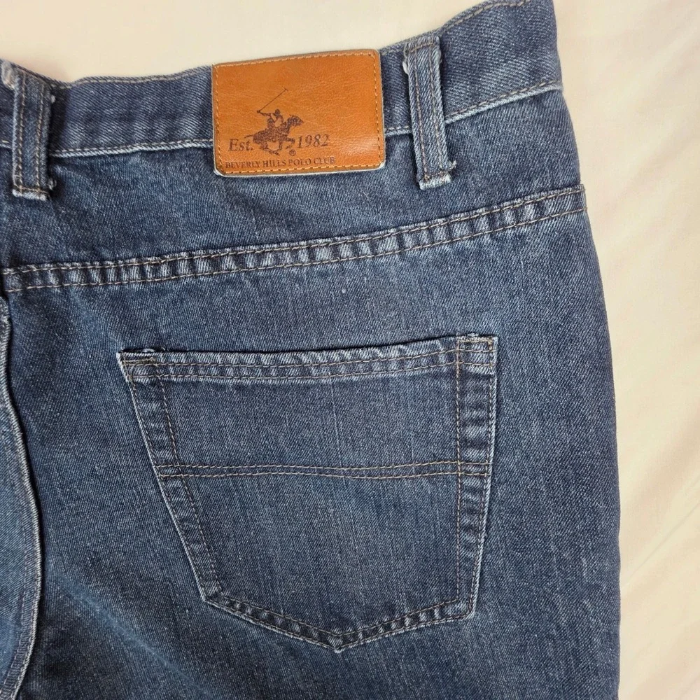 Beverly Hills Polo Club Mens Straight Leg Jeans Dark Wash Blue Denim 36x29